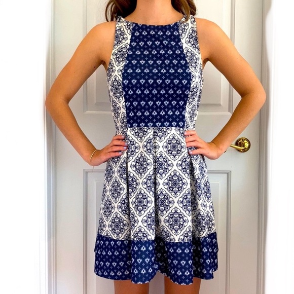 Rewind Fit & Flare Sleeveless Mini Dress w/ ~Key Hole / Open Back, Summer Fun - Picture 1 of 9
